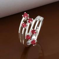 925 STERLING SILVER PL INLAID ZIRCONIA AUSTRALIAN CRYSTAL RING size 8