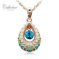 14 KT  GOLD PLATED ANGEL CRYSTAL TEARDOP NECKLACE