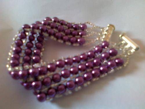 3 ROW GLASS BEADS ELEGANT BEADWEAVE BRACELET