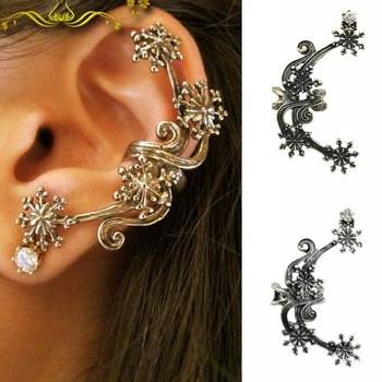 FASHION ANTIQUE SILVER PUNK FLOWER EAR STUDS