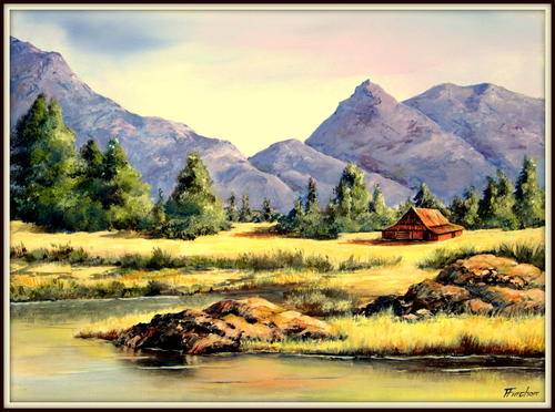 " Blue Mountain Valley "   Original signed acrylic by Reel Fincham