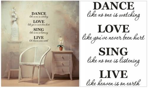 Vinyl Decals Wall Art Stickers - Dance Love Sing Live