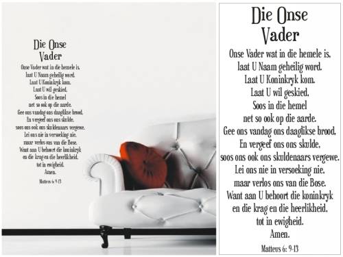 Vinyl Decals Wall Art Stickers - Die Onse Vader (Afrikaans)