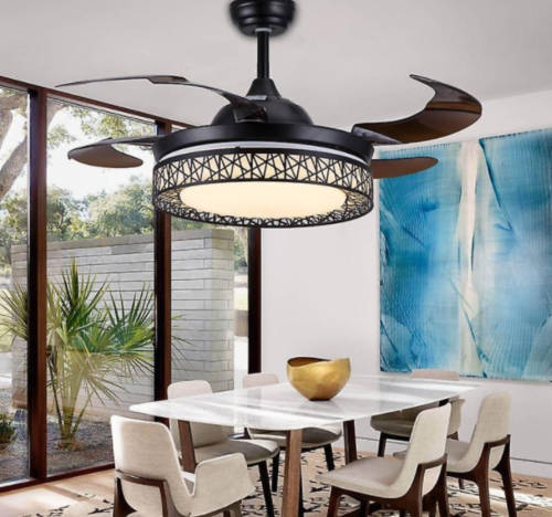 Black Bird Nest Retractable Ceiling Fan - 071 #31