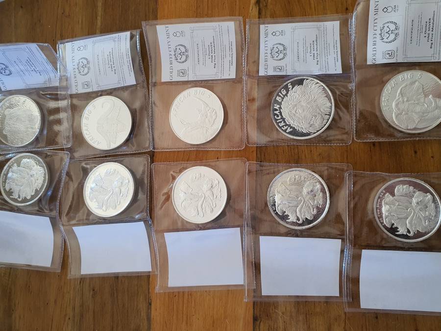 5 Coin collection : 1Oz fine silver African Big 5 series