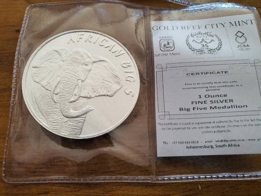 5 Coin collection : 1Oz fine silver African Big 5 series