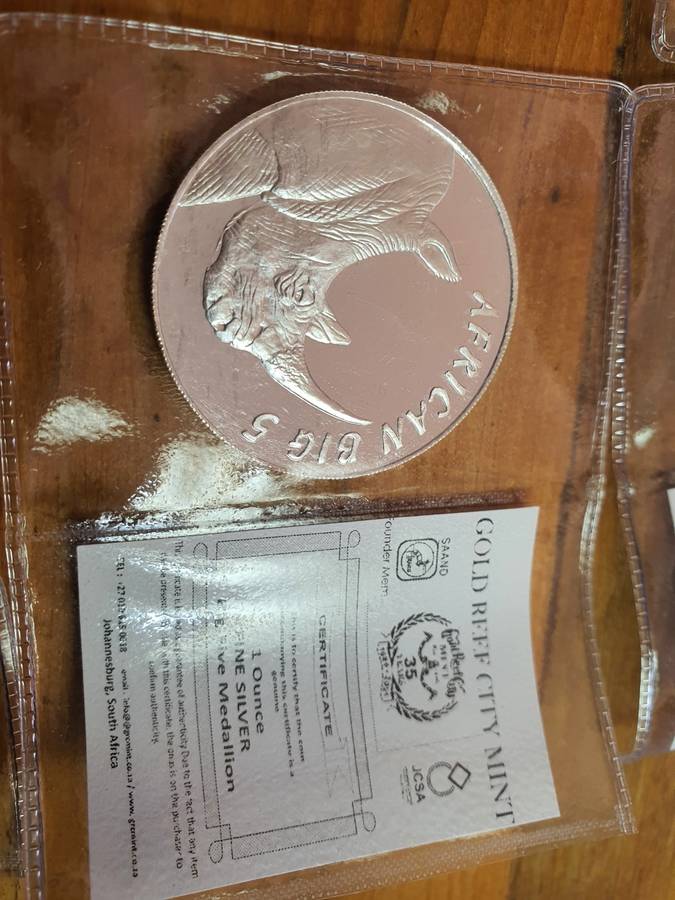 5 Coin collection : 1Oz fine silver African Big 5 series