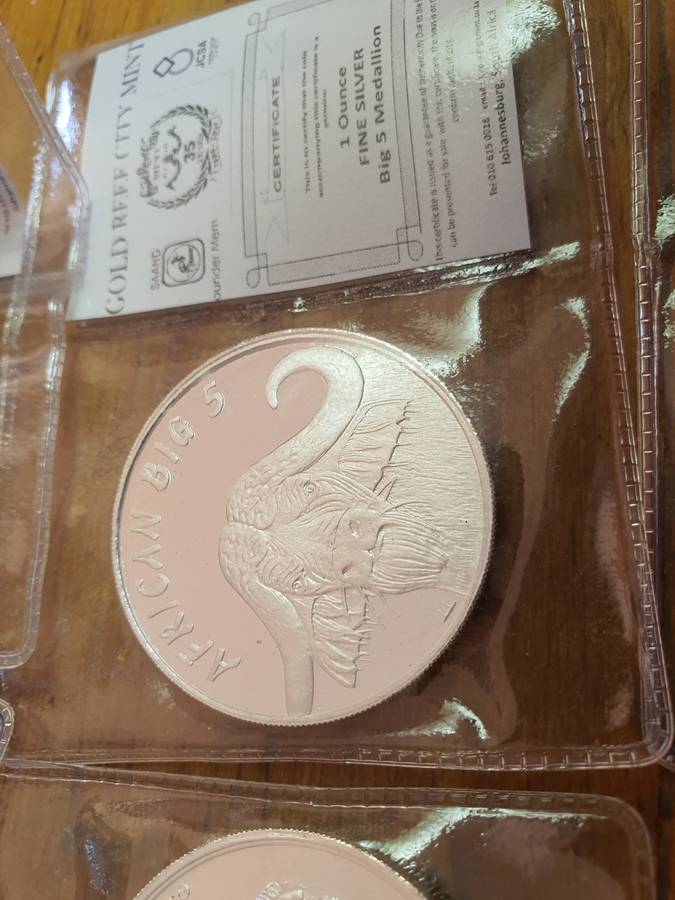 5 Coin collection : 1Oz fine silver African Big 5 series