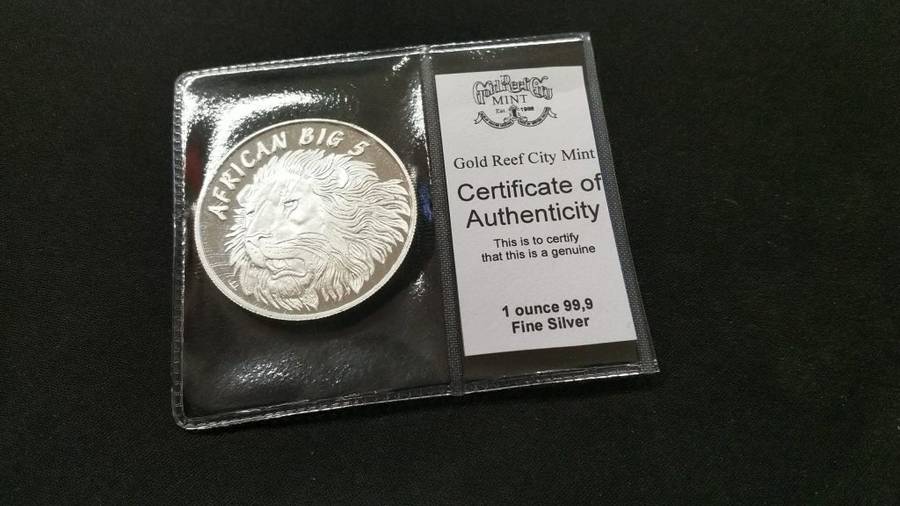 5 Coin collection : 1Oz fine silver African Big 5 series