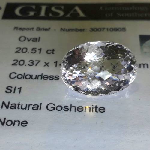 20.51CT GOSHENITE [G.I.S.A.CERTIFIED]  TOP ADAMANTINE ICE WHITE