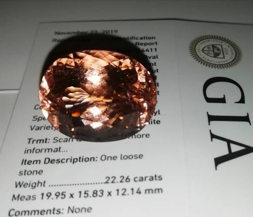 22.26Ct Morganite ( GIA certified )