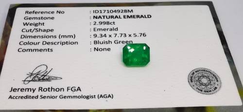 2.998CT EMERALD  * Certified Emerald *