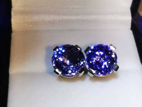 12ct Tanzanite, 18ct White Gold Earrings with Certified Tanzanite