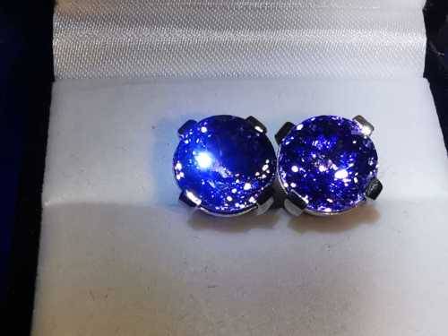 12ct Tanzanite, 18ct White Gold Earrings with Certified Tanzanite