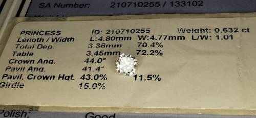* Diamond *   0.632CT Diamond [ EGL Certified ] Princess Cut