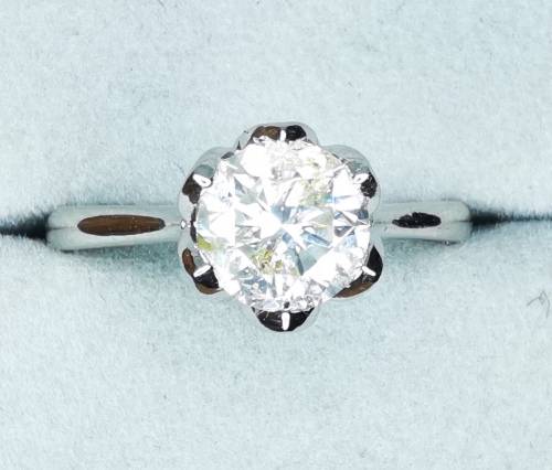 1ct Diamond engagement ring, Platinum * Round Brilliant Cut Diamond *