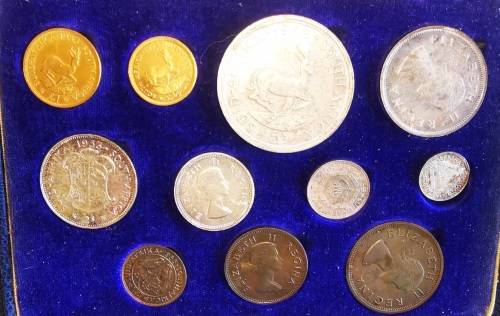 1953 Long proof set (Gold Pound and Gold Half Pound coins included)