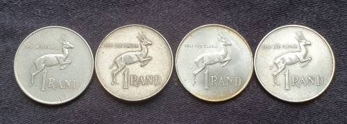 Lot of 4 x R1 coins 1966 and 1967 (80 % Silver)