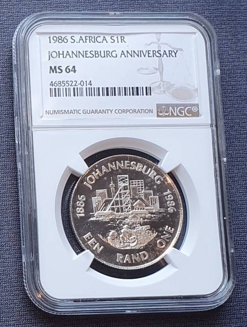 Silver R1 - 1986 Johannesburg Anniversary MS64