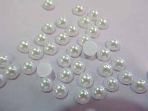 Rhinestones Faux Pearl Halfround White 6mm