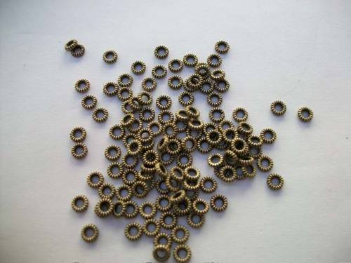 Findings, Spacers, Round, Ribbed, Bronze, 5mm, ±50pc
