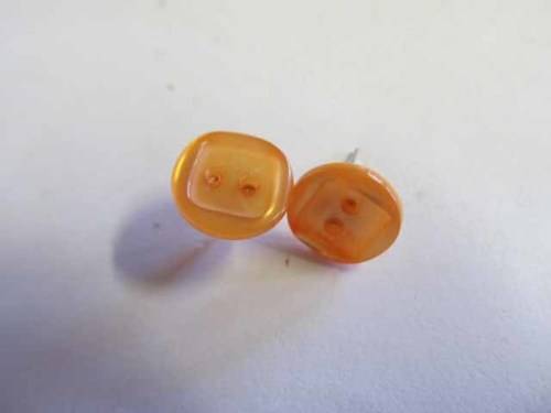 Earrings Stud Button Orange 11mm