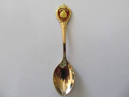 Spoon Sugar Souvenir China Town N.Y Brass Coated 91mm