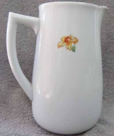 Milk Jug, White Glass With Flowers on Front and Rear, 1000ml, ±178mm x 90mm