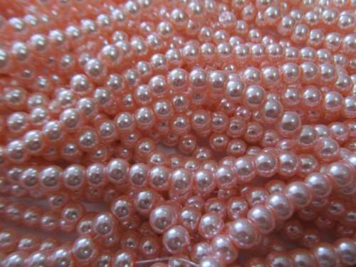 Glass Pearls, Shiny Pink, 6mm, ±148pc