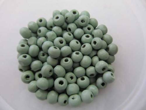 Wooden Beads, Round, Green, 5mm x 6mm, ±50pc