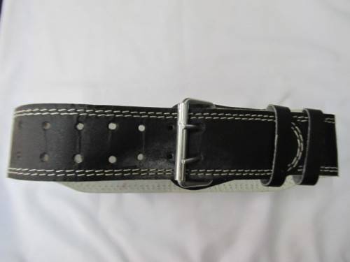 Leather Weight Training Belt, Black, Twin Holes, Rear 100mm, Front 60mm
