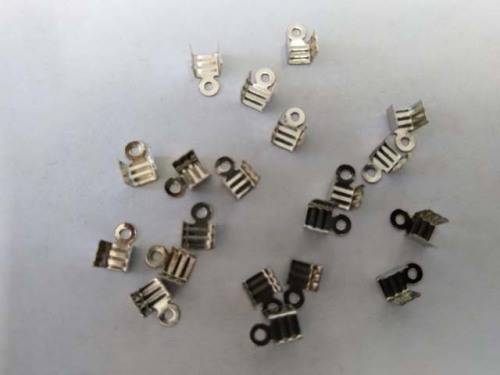 Findings End Pieces Leather Crimp Metal Nickel 6mm x 4mm ±20pc