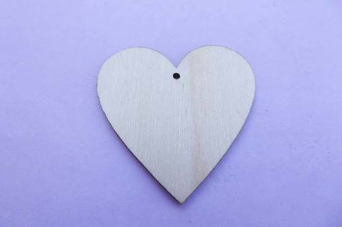 Pendant, Heart, Wood, Natural Colour, 50mm, 1pc