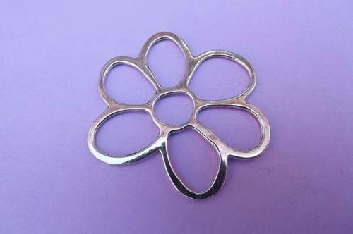 Pendant, Flower, Metal, Nickel Colour, 36mm, 1pc