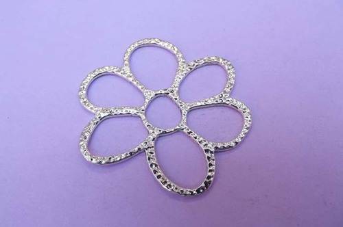 Pendant, Flower, Metal, Nickel Colour, 36mm, 1pc
