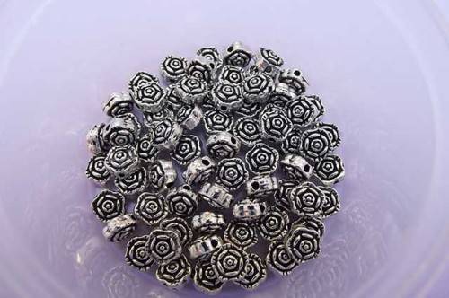Metal Beads, Rose, Nickel, 7mm, 10pc