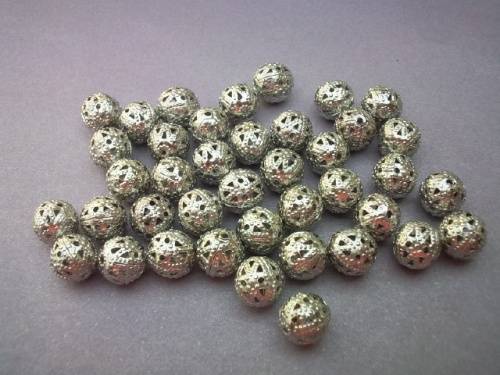 Metal Beads, Filigree Ball, Round, Nickel, 8mm, 10pc