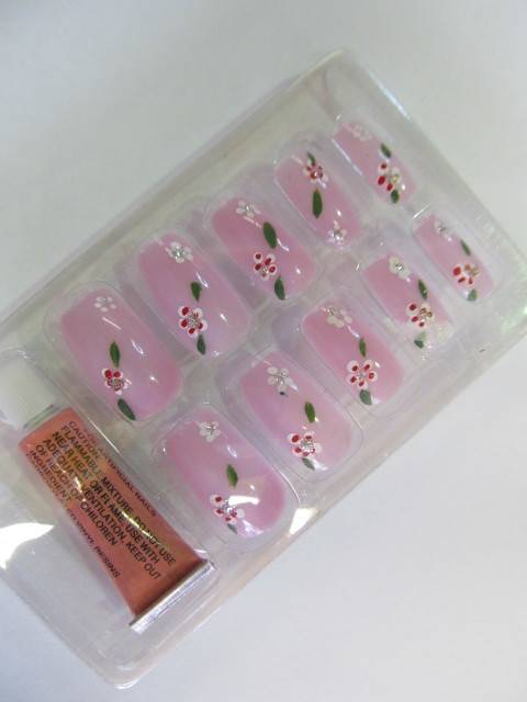 Beauty Products Nails, Party Nails, Flower Design, Lilac, 10pc / 1 Set