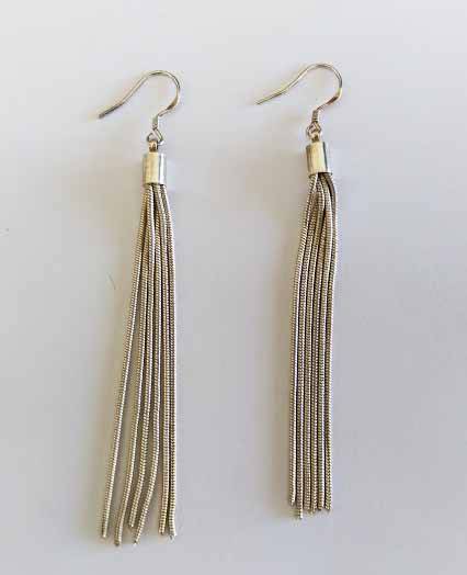 Ring Silver Stamped 925, Ring Size 17mm, Width 7mm, Pair Silver Chain Dangle Earrings, Stud Earrings