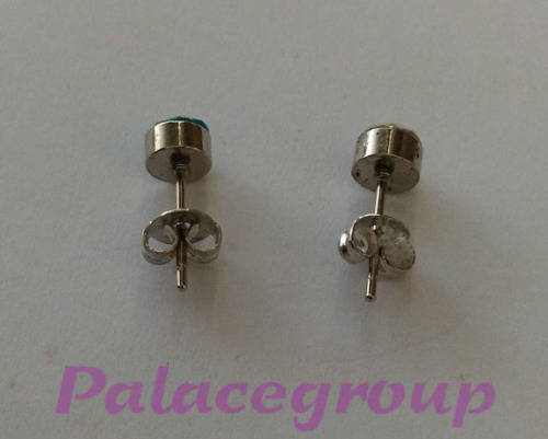 Earring Set, Silver Stamped 925, Light Blue Crystal, Stud Type
