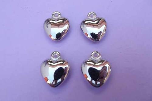 Charms, Heart, Acrylic, Rhodium Plated, Nickel, 21mm, 4pc