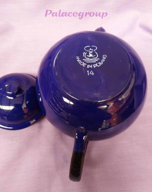 Navy Blue Enamel Tea Pot, Made In Poland, No.14, Not Been Used, Excellent Condition