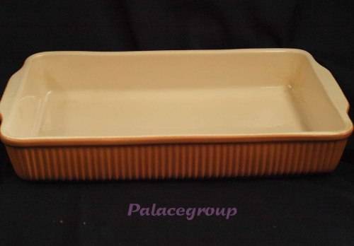 Large Clay Baking Dish, Glazed On Inside, Terracotta And Cream, See Photos Below