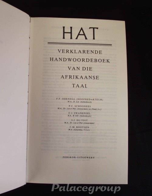 HAT, Verklarende Handwoordeboek Van Die Afrikaanse Taal, Odendal, Schoonees, Du Toit, Booysen,1377Bl