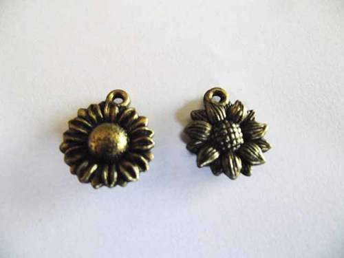 Charms, Flower Set, Acrylic, Bronze, 19mm, 2pc / 1 Set