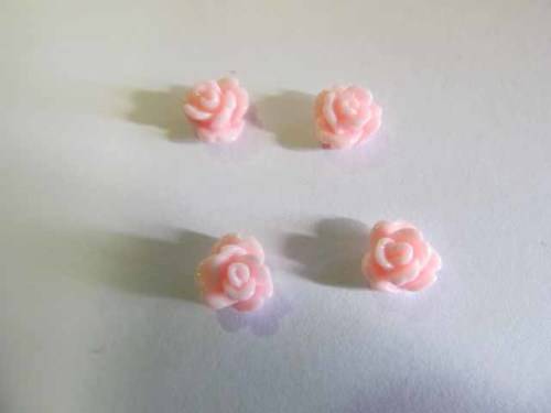 Flower, No Hole, Acrylic Rose, Pink, 7mm, 5pc