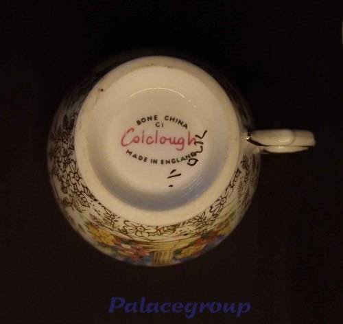 1940`s Colclough Bone China Crinoline Lady Chintz Tea Cup and Saucer x 4