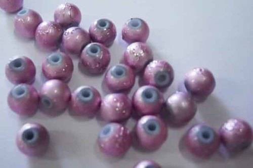 Glass Beads, Splashed, Round, Purple, 8mm, ±50pc