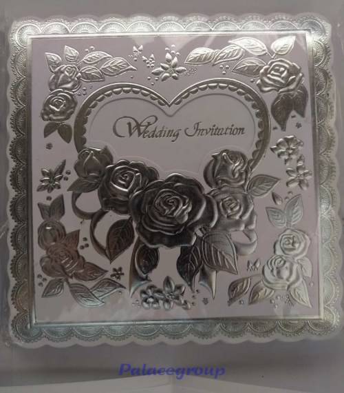 10 x Wedding Invitations In Silver Words With Envelopes And Folded Blank Page, See Photos Below