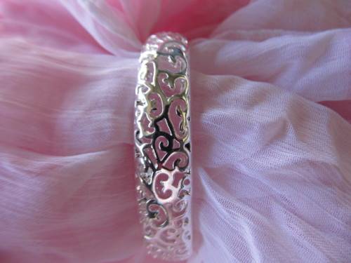 Mistique Bracelet, Open Bangle, Stamped 925, Silver, 50mm x 60mm, 1pc